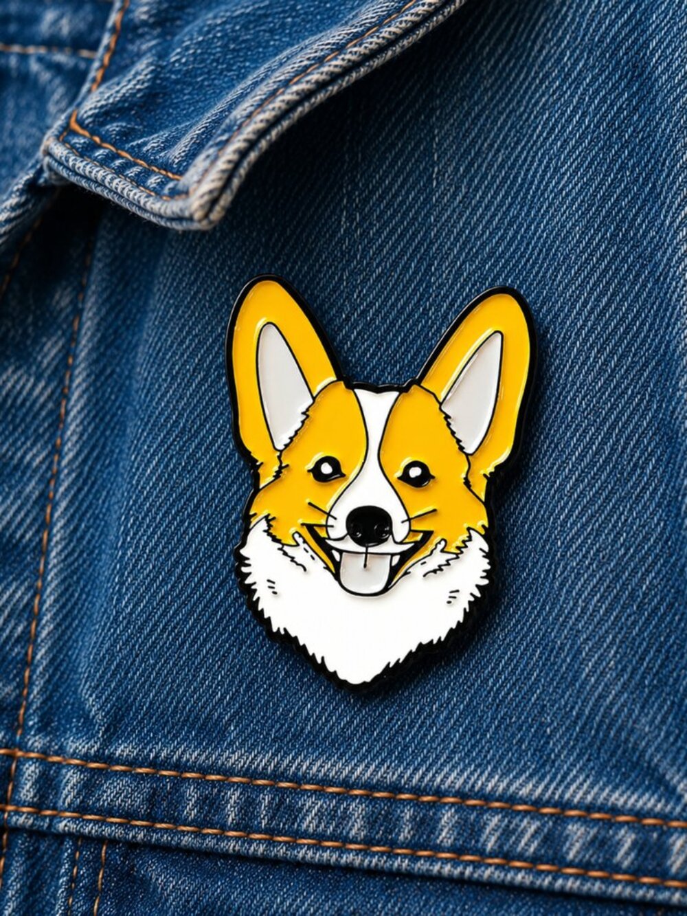 Corgi Enamel Pin Cute Yellow Dog Face Lapel Badge Pet Lover Collectible Gift